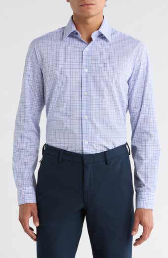Duchamp Slim Fit Plaid Stretch Cotton Dress Shirt