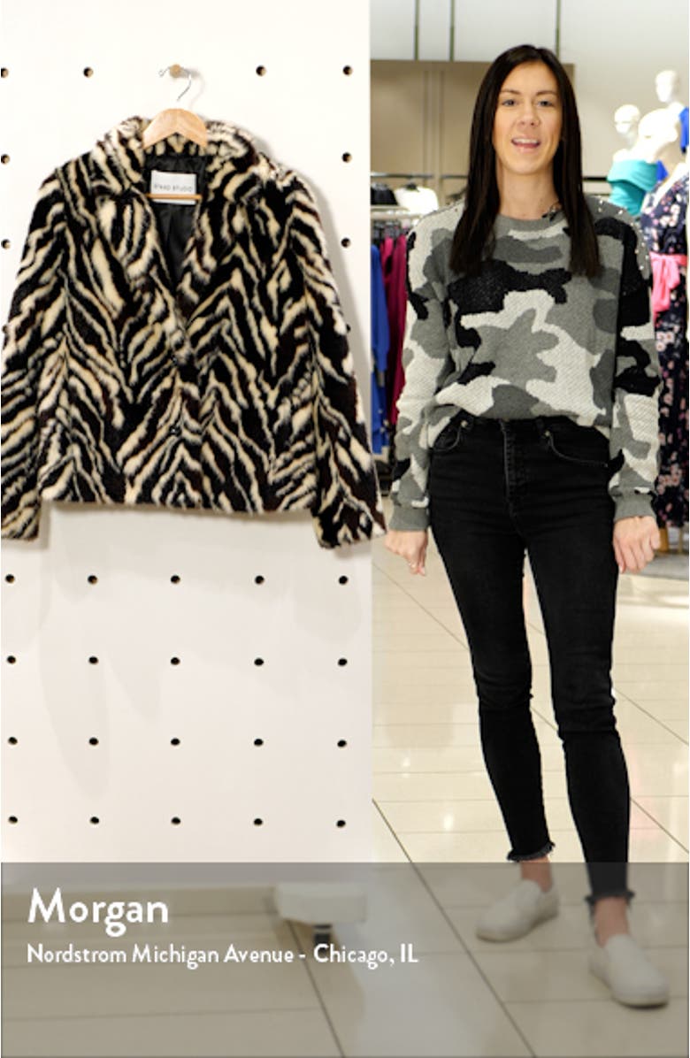 Melody Zebra Print Faux Fur Blazer, sales video thumbnail