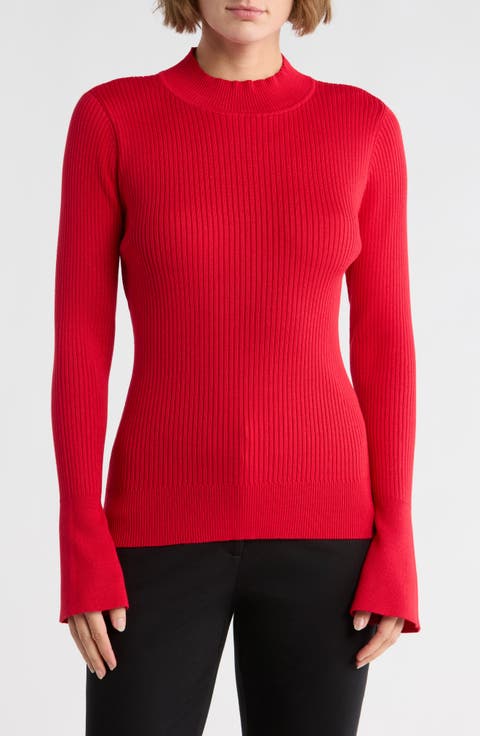 Mock Neck Bell Sleeve Sweater