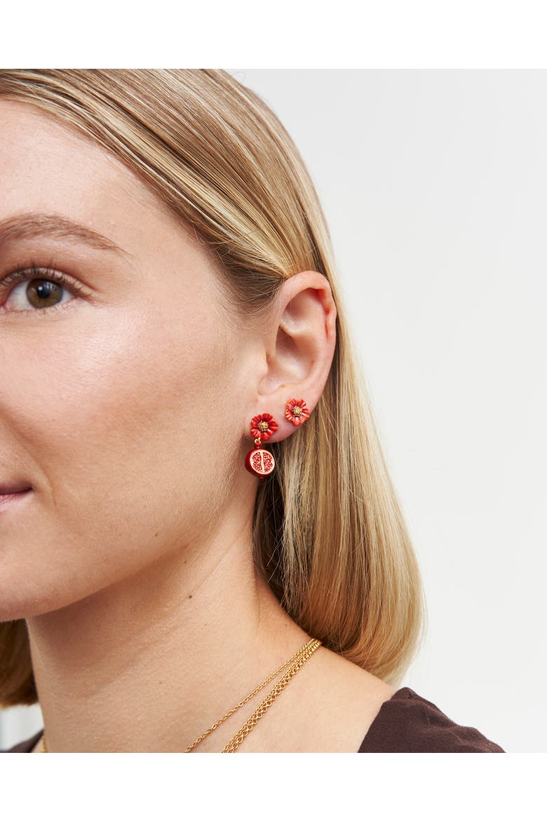 Blossom & Pomegranate Drop Earrings, Alternate, color, Gold