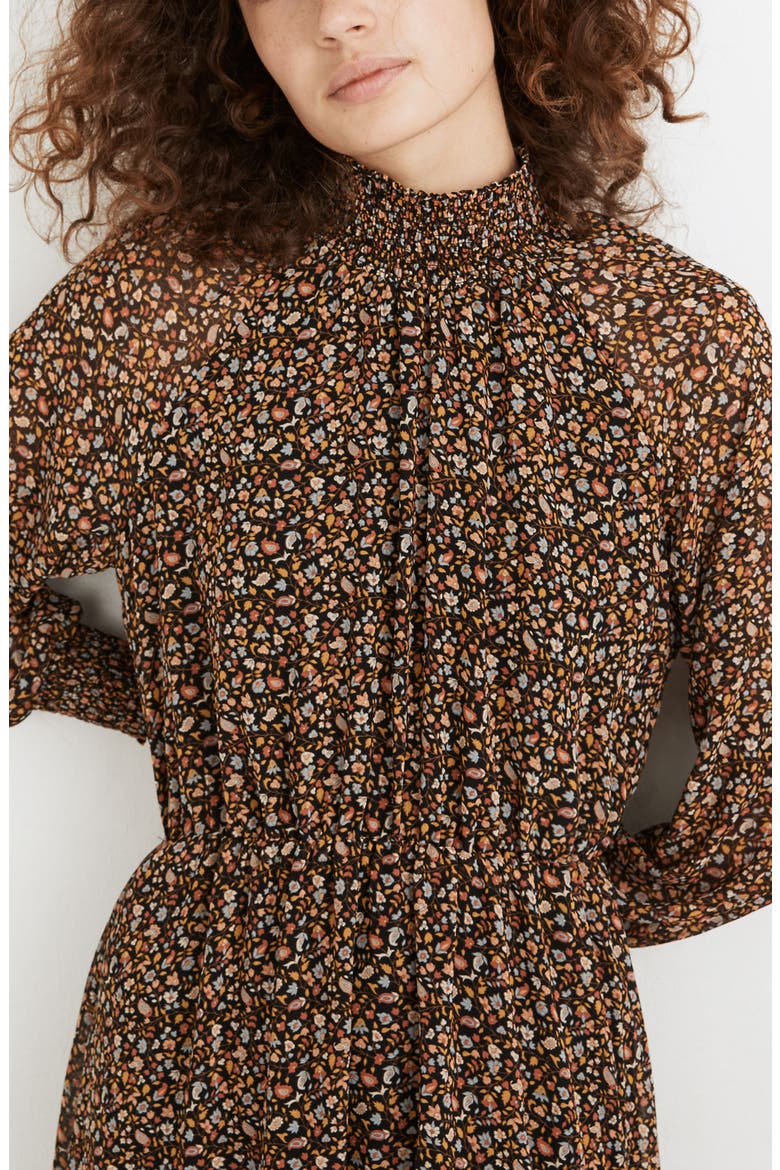 Folktale Paisley Long Sleeve (Re)sourced Georgette Midi Dress, Alternate, color, PEASANT PAISLEY ALMOST BLACK