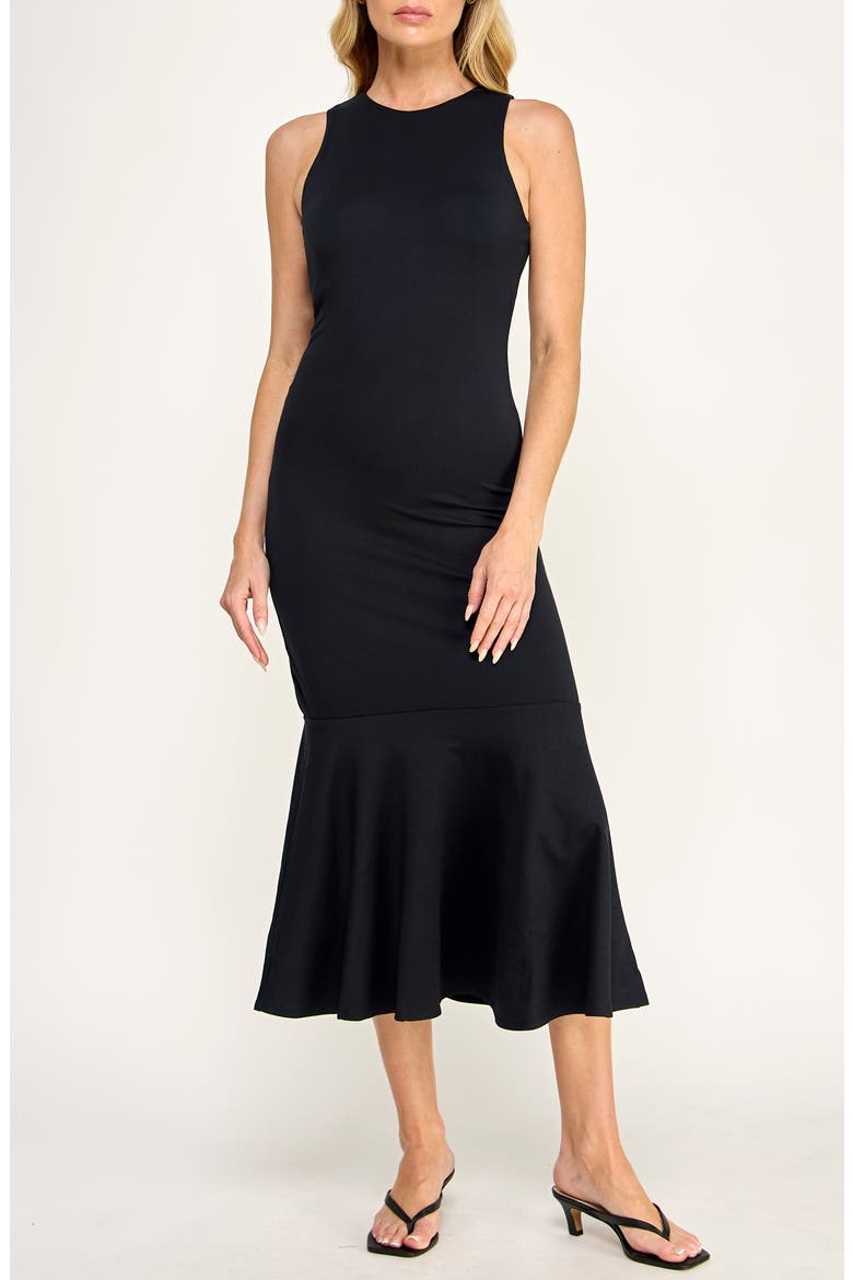 Midi Trumpet Tank Dress, Main, color, BLACK BEAUTY
