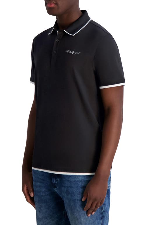 Karl Lagerfeld Paris Contrast Tipped Polo In Black