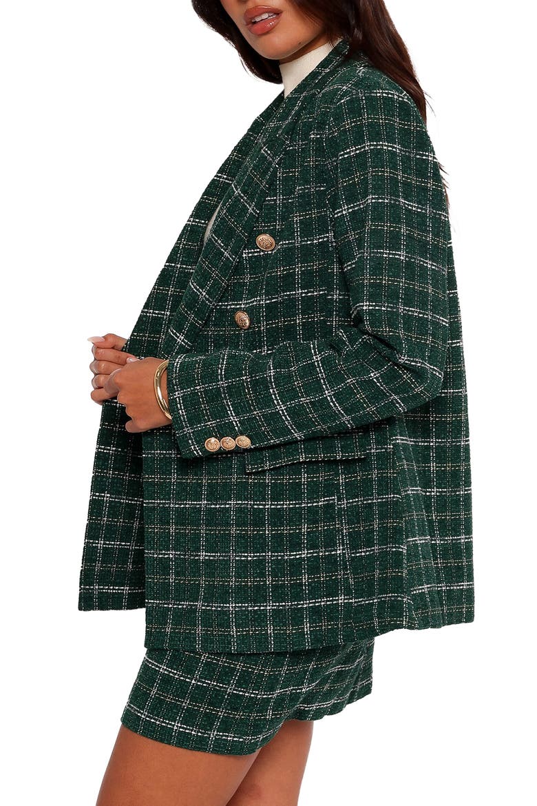 Jules Plaid Double Breasted Twill Blazer, Alternate, color, GREEN