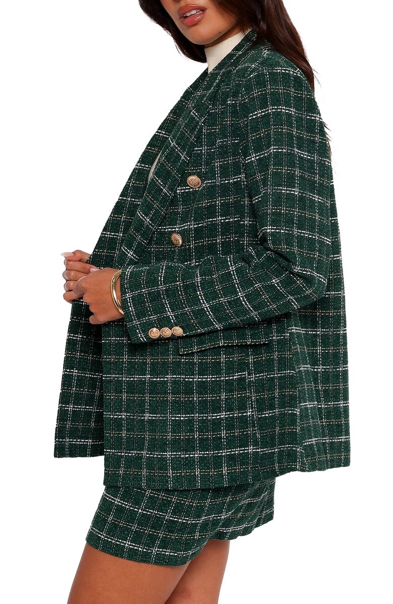 Petal & Pup Jules Plaid Double Breasted Twill Blazer, Alternate, color,