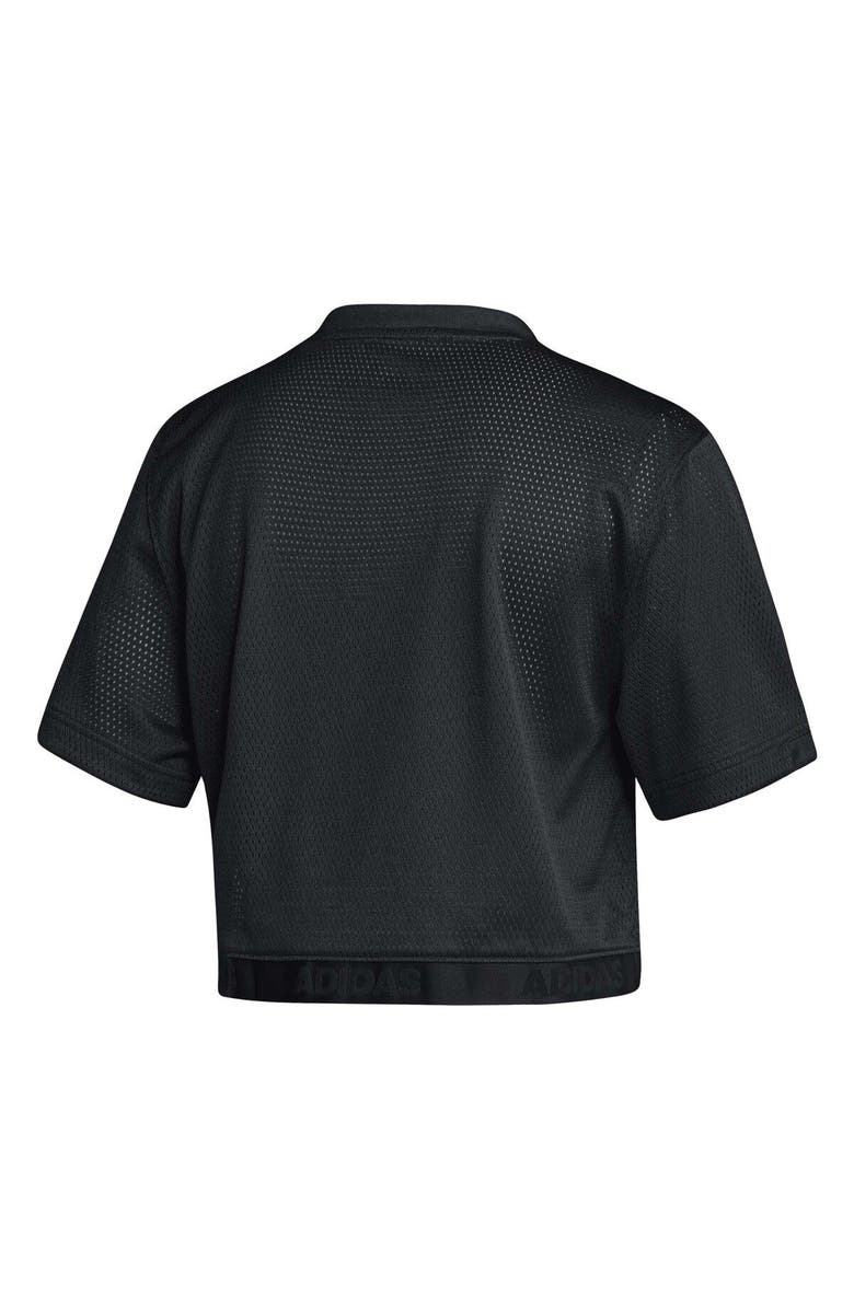 adidas Women's adidas Black Indiana Hoosiers Primegreen V-Neck Cropped Jersey, Alternate, color, Black