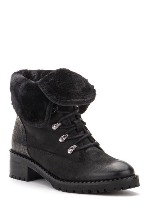 Milan Faux Fur Lined Leather Lace-Up Boot