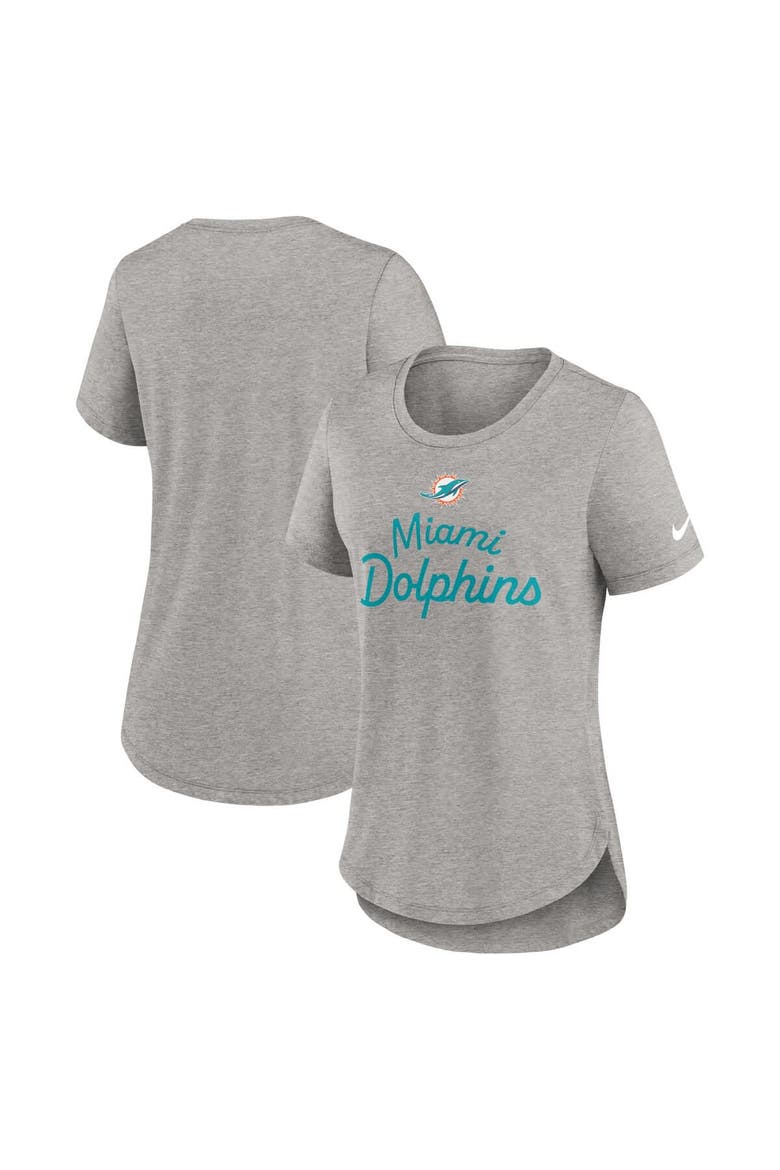 Women's Nike Gray Miami Dolphins Script Tri-Blend T-Shirt, Main, color, Gray