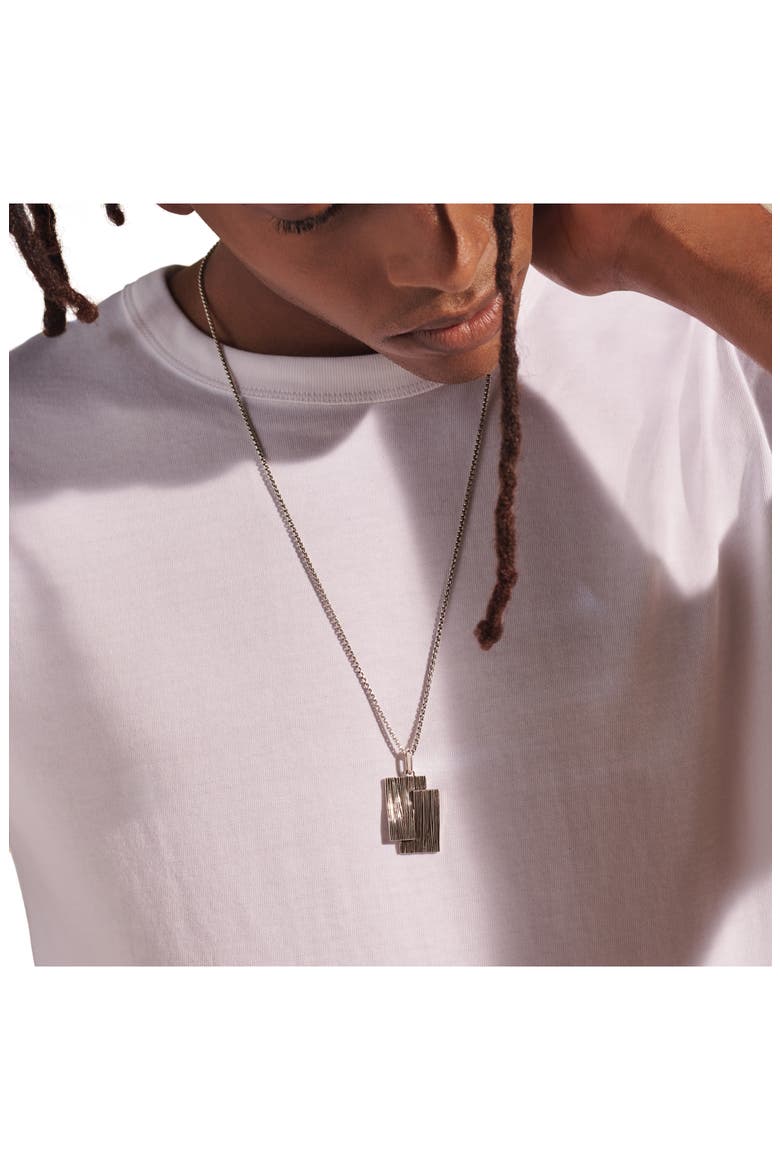 Bamboo Striated Pendant Necklace, Alternate, color, SILVER