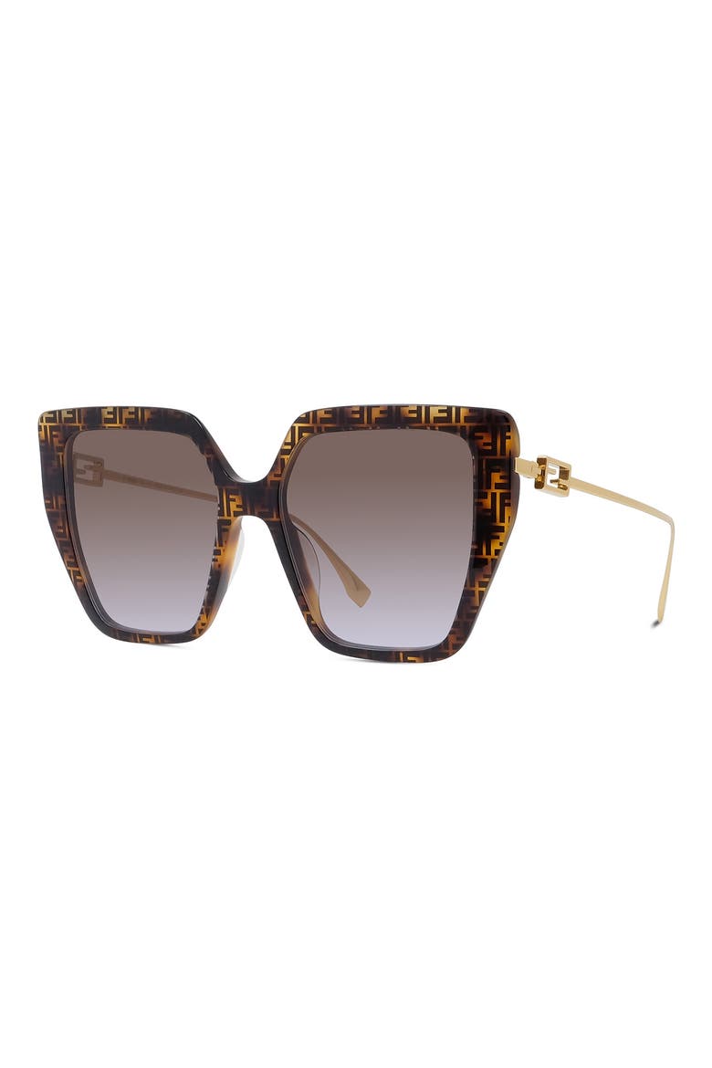 'Fendi Baguette 55mm Butterfly Sunglasses, Alternate, color, HAVANA / GRADIENT BROWN