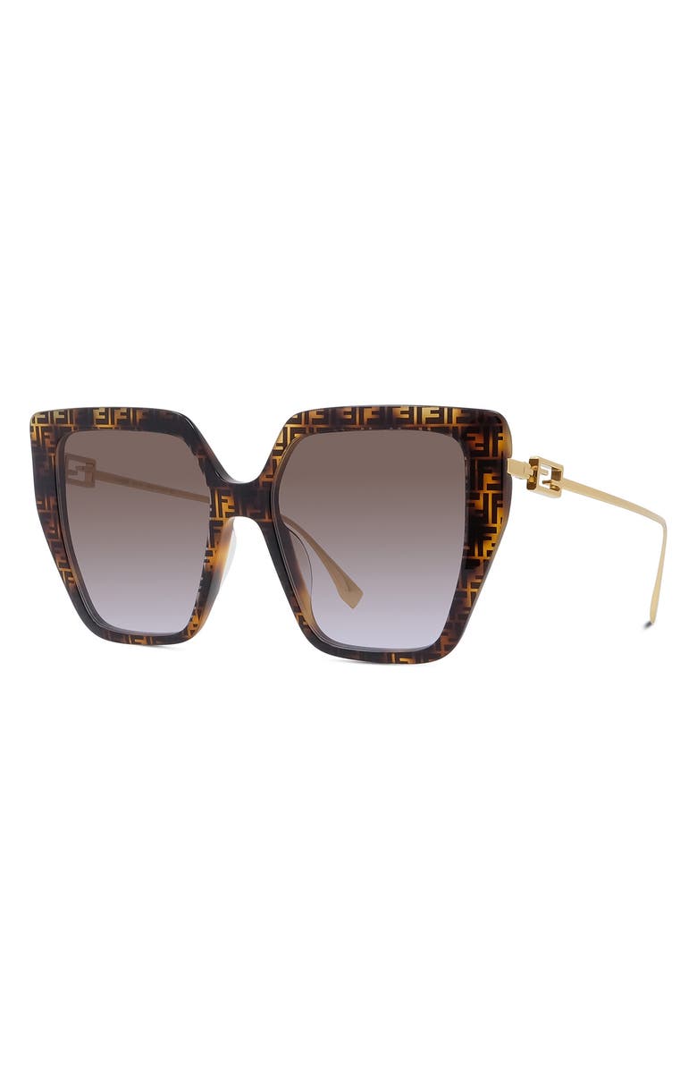 Fendi 'Fendi Baguette 55mm Butterfly Sunglasses, Alternate, color, Havana / Gradient Brown