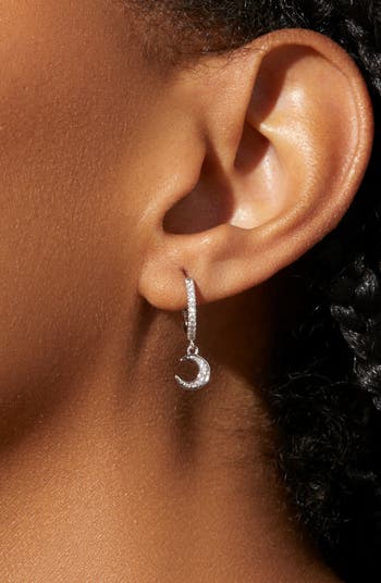 ana luisa/Celeste Moon ジルコニア付き フープピアス Ana Luisa Crescent Moon Huggie Hoops - Celeste | Nordstrom