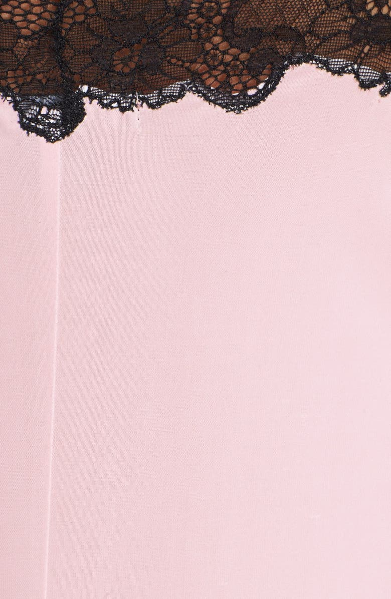 Natori Enchant Lace Trim Satin Chemise, Alternate, color, Pink/Black