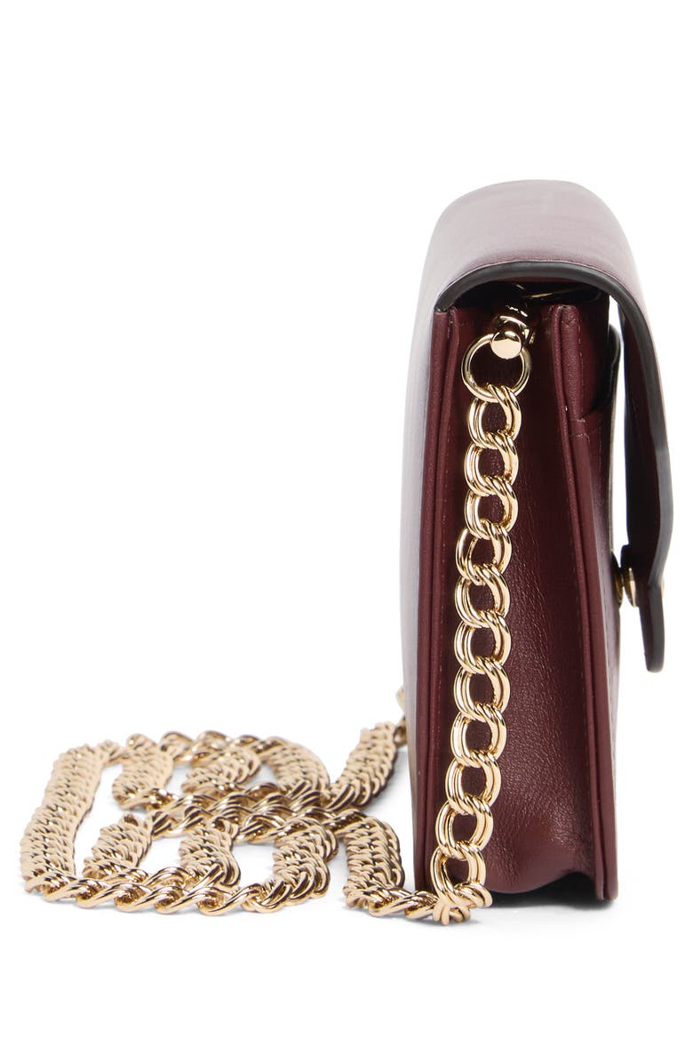 Longchamp Mademoiselle Leather Wallet on a Chain, Alternate, color, Burgundy