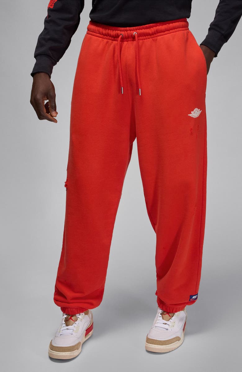 Jordan Rare Air French Terry Graphic Sweatpants, Main, color, Chile Red/ Sail