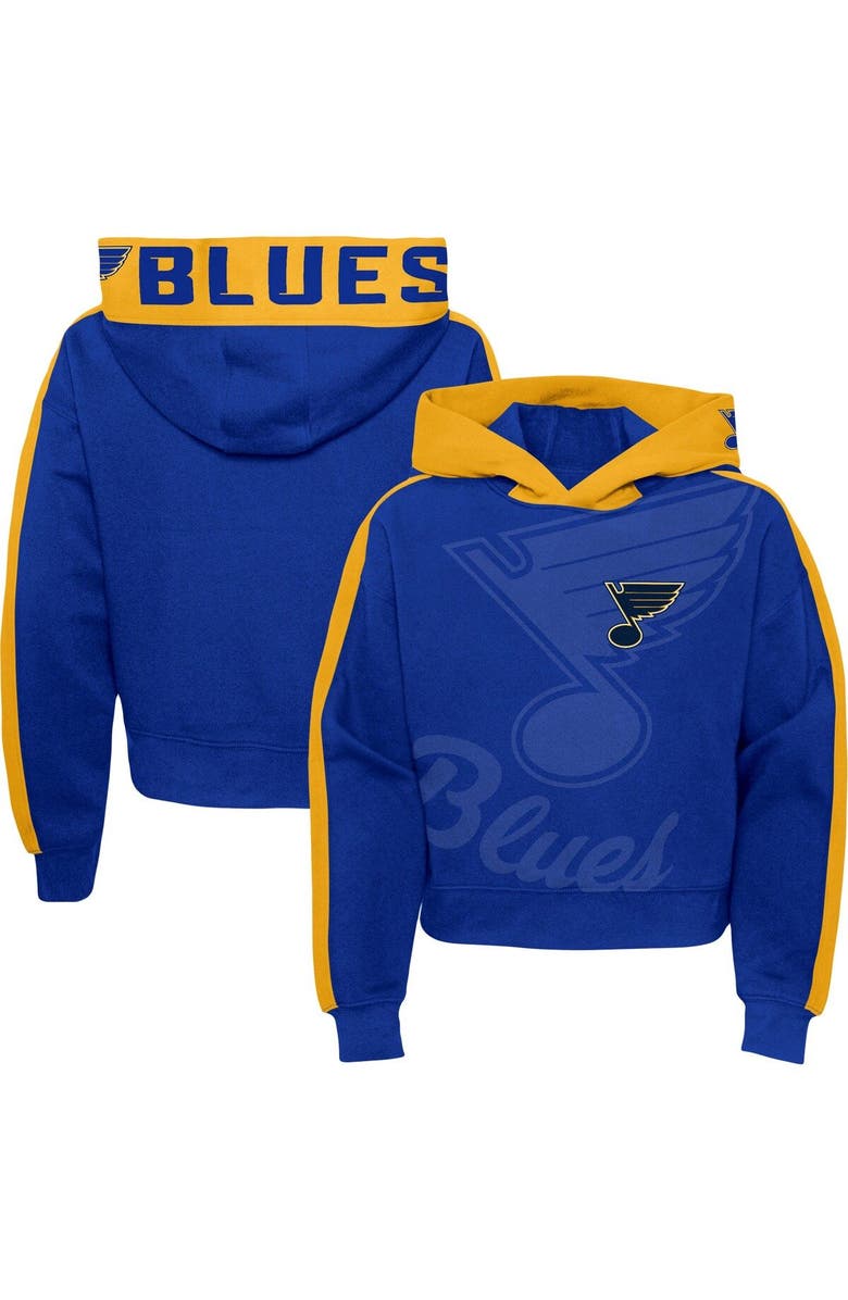Outerstuff Girls Youth Blue St. Louis Blues Record Setter Pullover Hoodie, Main, color, 