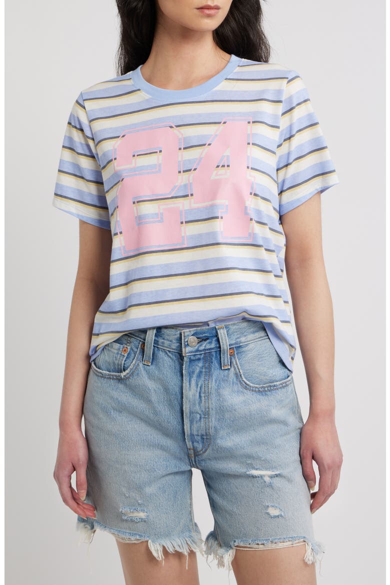 Striped 24 Graphic T-Shirt, Main, color, LIGHT BLUE
