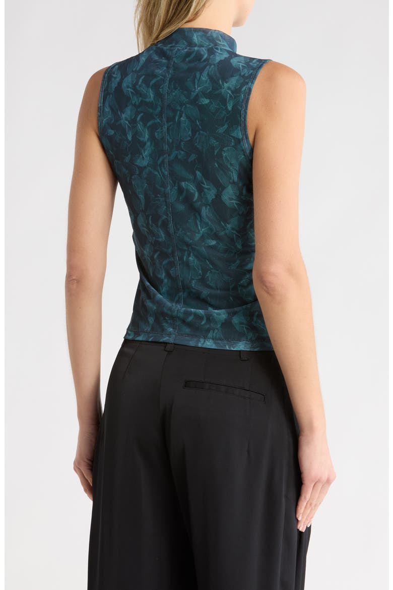 Aliyah Mock Neck Sleeveless Mesh Top, Alternate, color, TEAL MULTI
