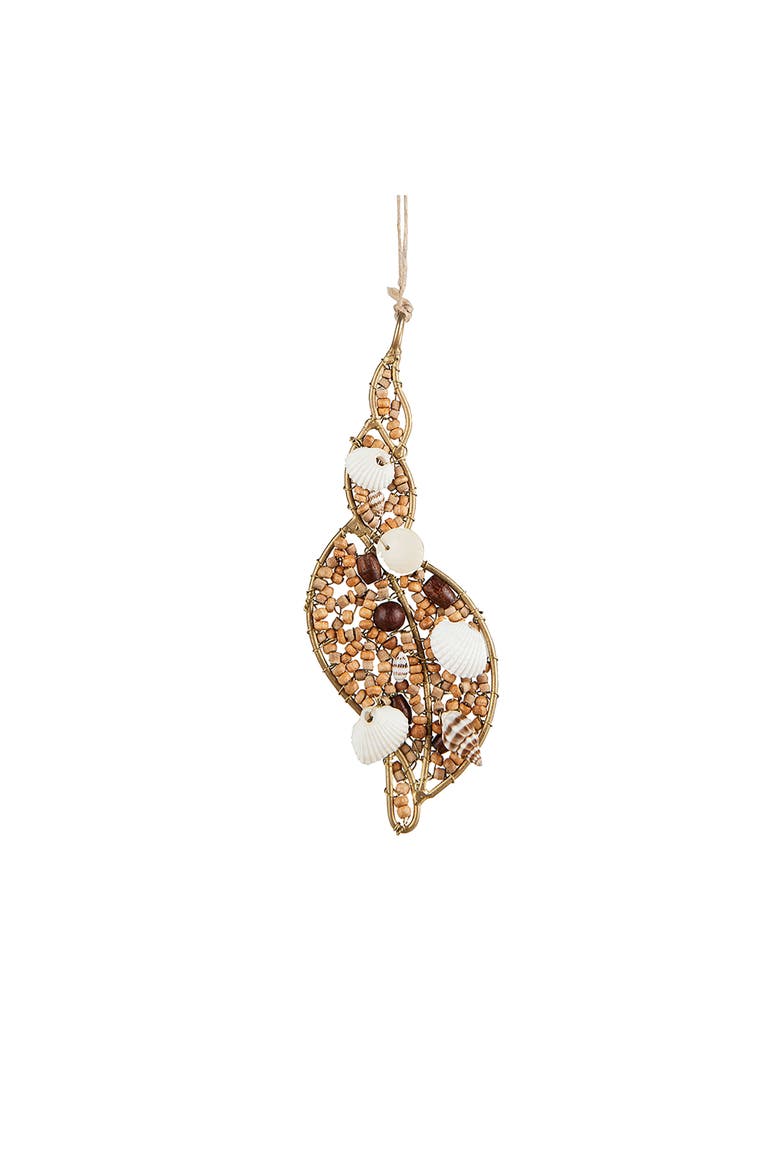 Natural Beaded Conch Christmas Xmas Ornament, Main, color, Beige