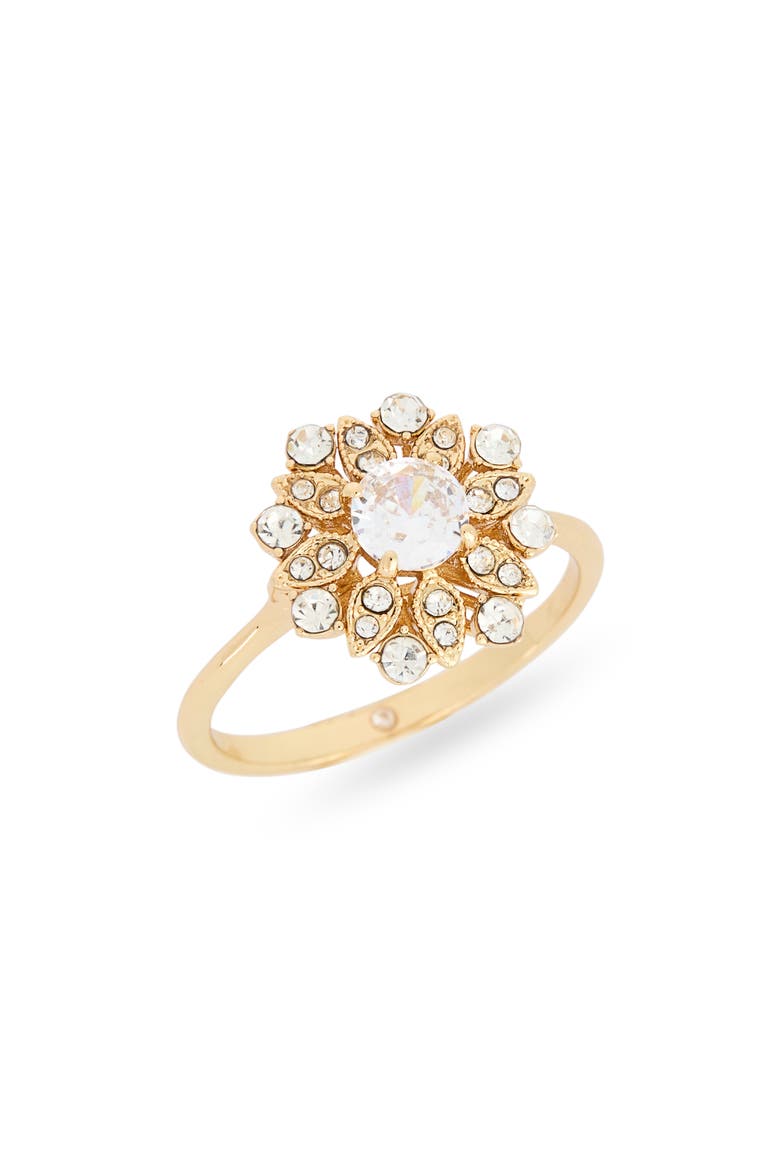 Crystal Flower Ring, Main, color, CLEAR- GOLD