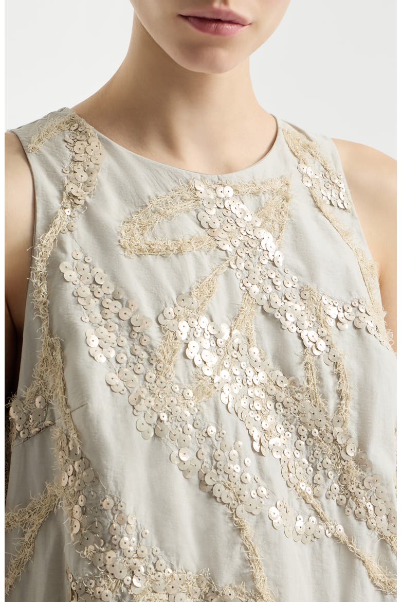 Mini dress with dazzling embroidery, Alternate, color, Beige
