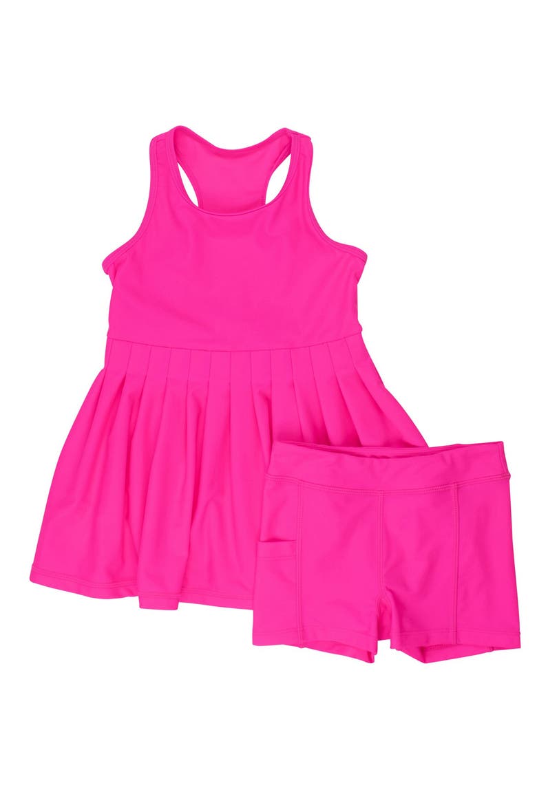 Girls UPF50+ Active Dress & Bike Short Set, Main, color, Neon Magenta