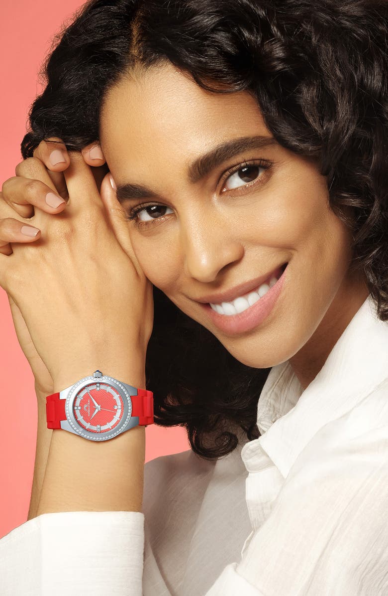 PORSAMO BLEU Women's Guilia Luxury Interchangeable Band Stainless Steel Watch, 37mm, Alternate, color, Red