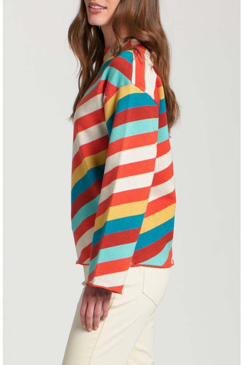 Diagonal Stripe Funnel Neck Sweater, Alternate, color, TERRACOTTA MULTI