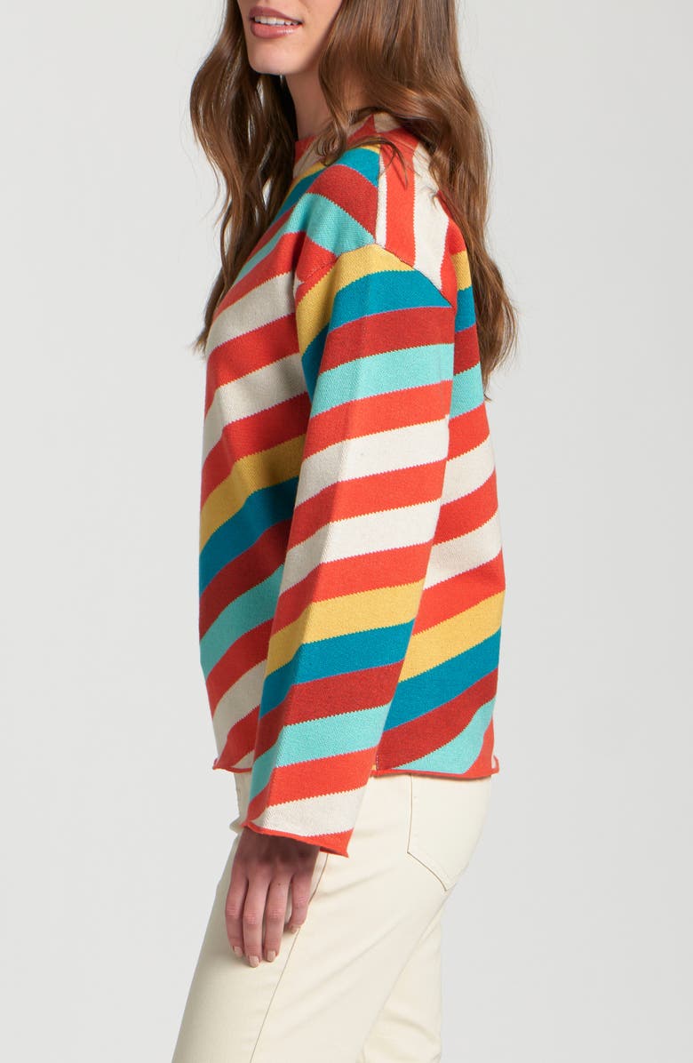 APNY Diagonal Stripe Funnel Neck Sweater, Alternate, color, Terracotta Multi