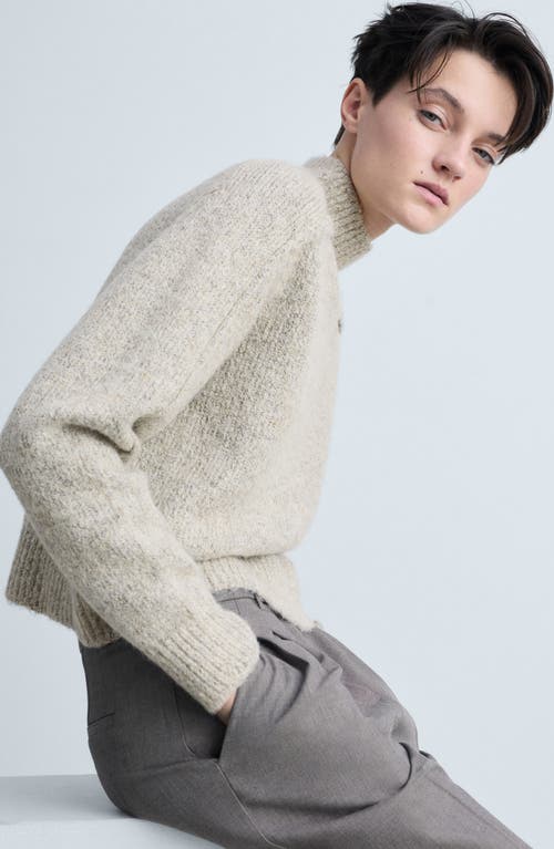Mango Perkins Mock Neck Sweater In Sand