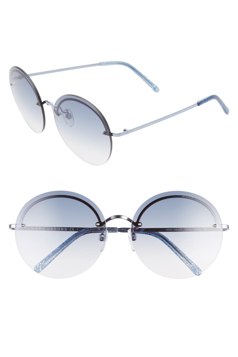 60mm Round Sunglasses, Main, color, BLUE/ BLUE GRADIENT