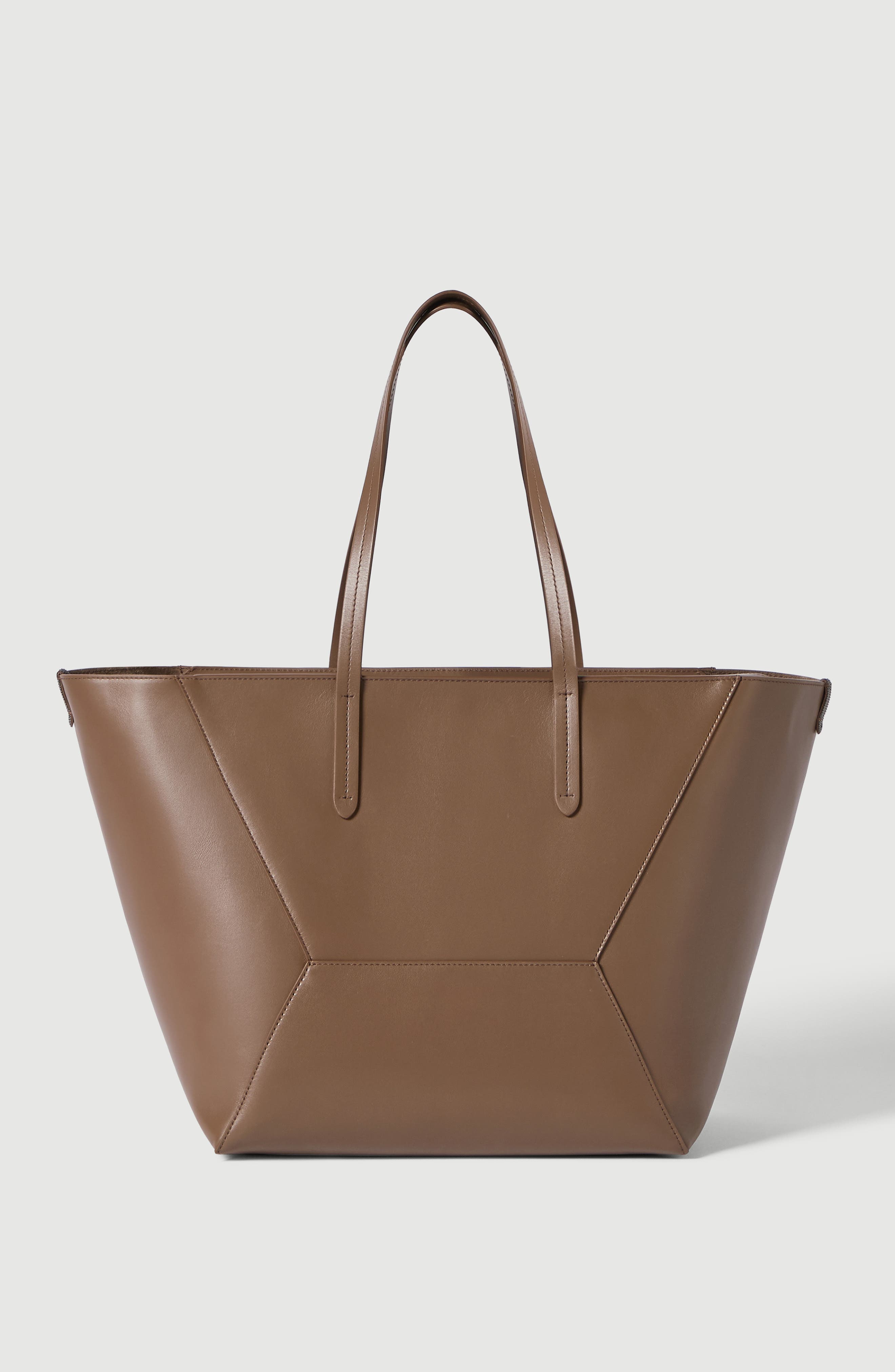 BC Duo bag in calfskin with monili, Alternate, color, Brown Gianduia