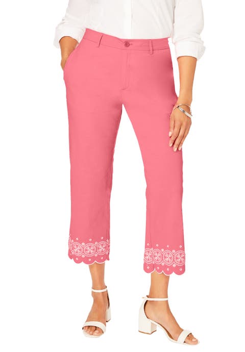 Stretch Poplin Classic Cropped Straight Leg Pant (Plus)