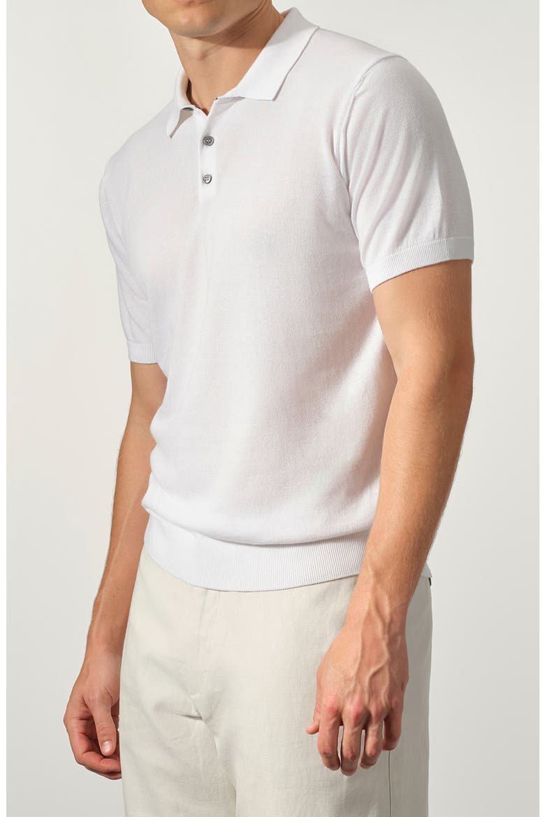 Cotton Blend Polo Sweater, Alternate, color, WHITE