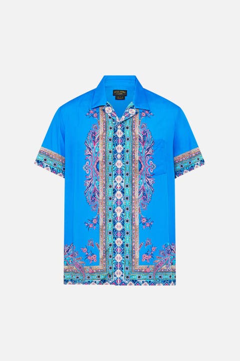 Short Sleeve Camp Collared Shirt Footsteps In Folklore