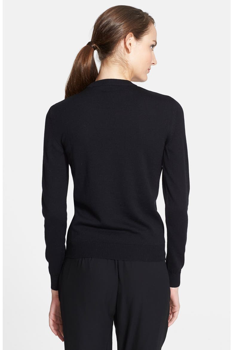 Intarsia Merino Wool Sweater, Alternate, color, ROSE BLACK ECRU