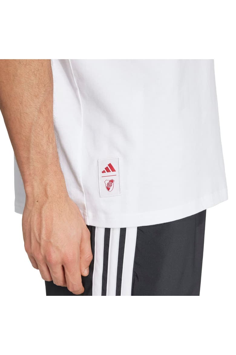 Men's adidas  White Club Atlético River Plate Three-Stripes Wordmark T-Shirt, Alternate, color, White