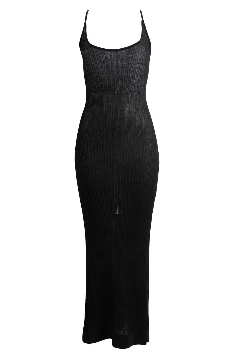 SKIMS Sheer Rib Body-Con Maxi Dress, Alternate, color, Onyx