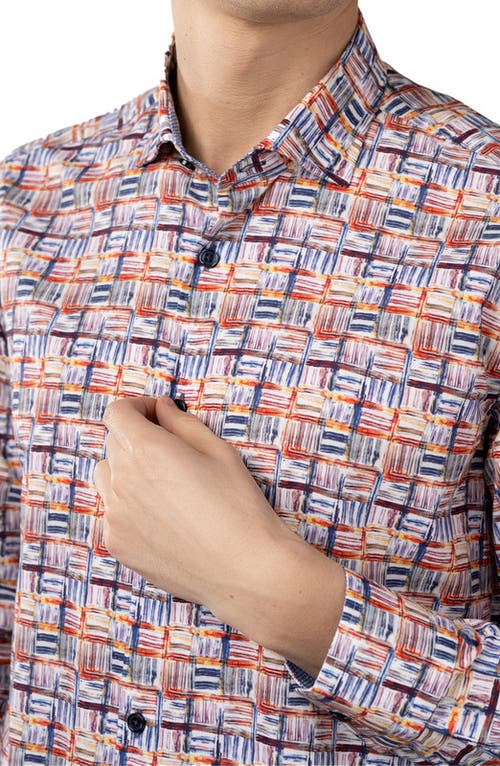 Luchiano Visconti Leo Multicolor Crisscross Boxes Shirt In Multi