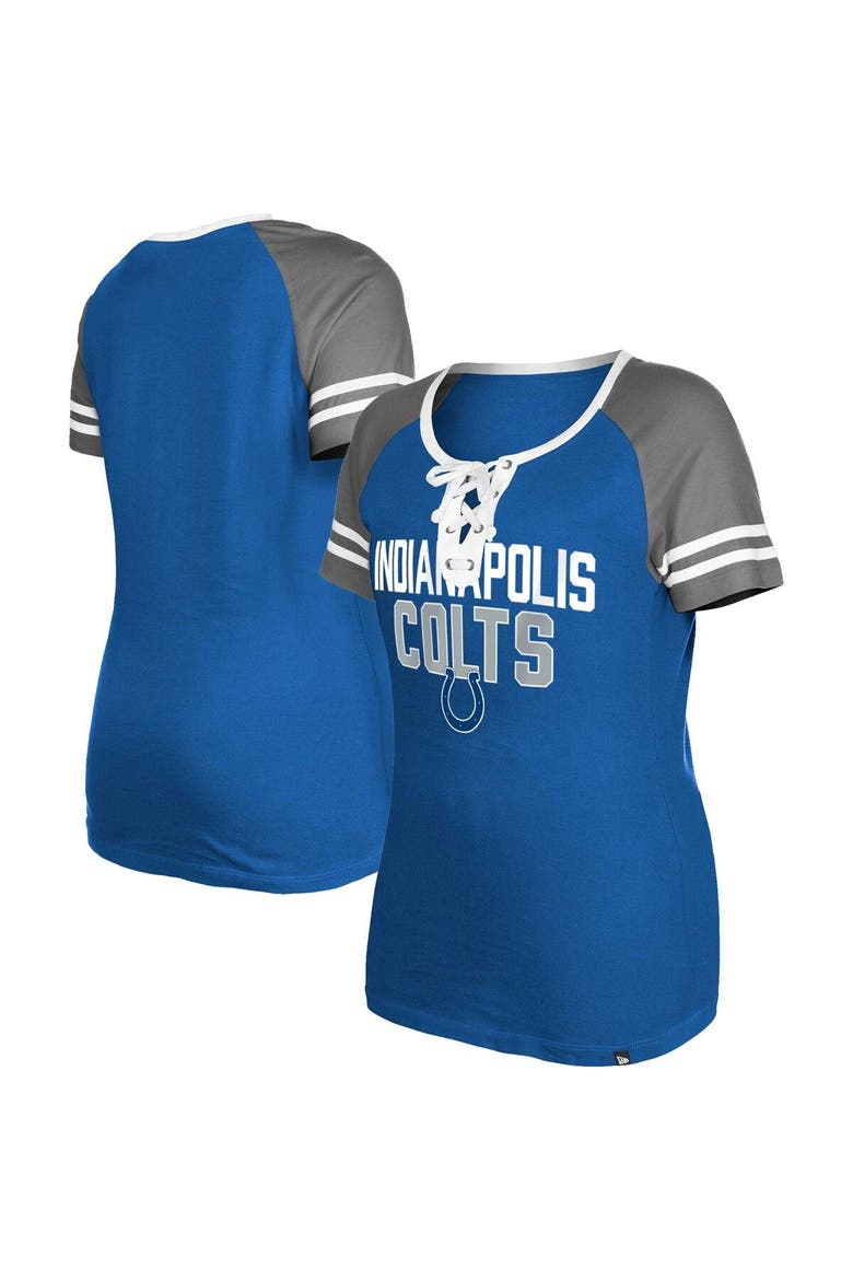 Women's New Era  Royal Indianapolis Colts Raglan Lace-Up T-Shirt, Main, color, Royal
