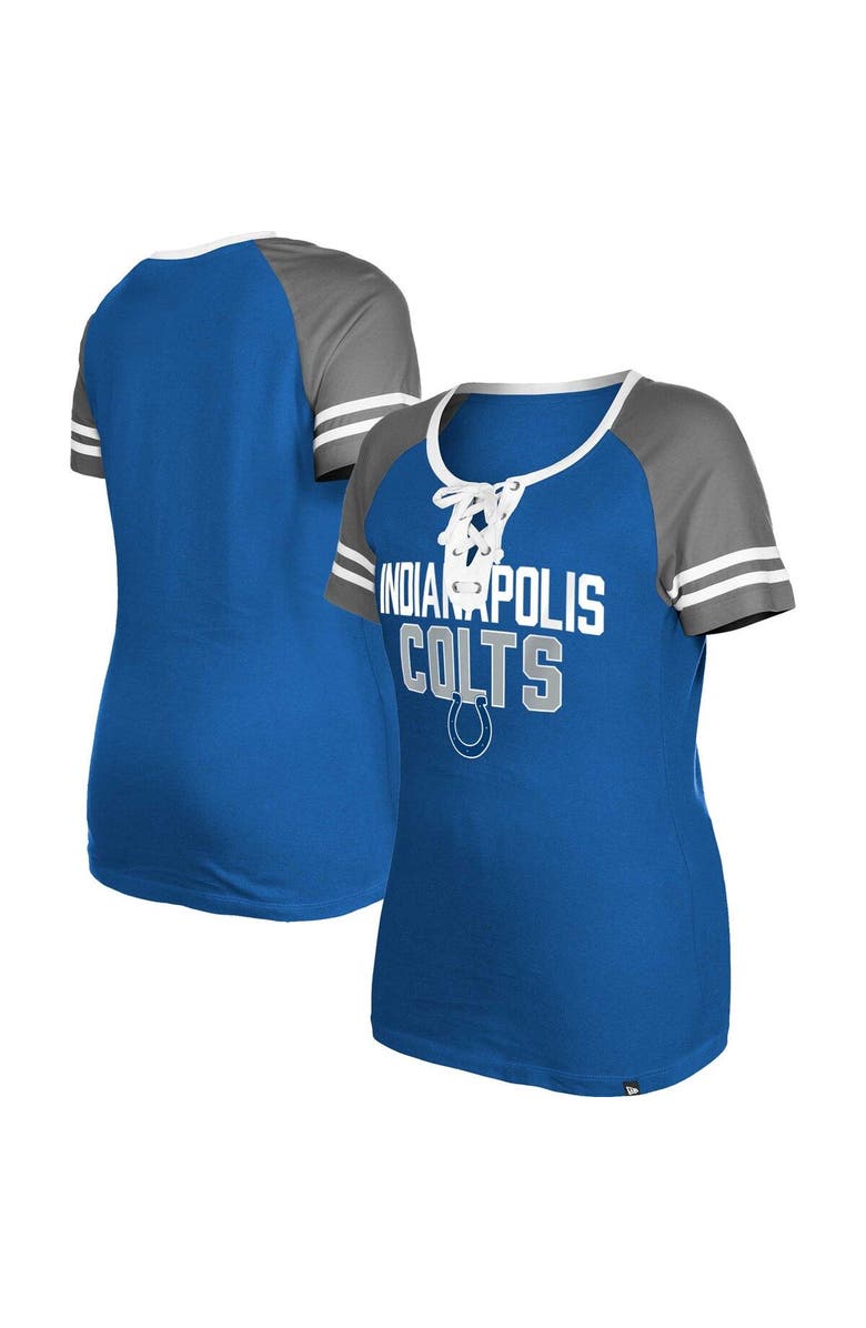 New Era Women's New Era  Royal Indianapolis Colts Raglan Lace-Up T-Shirt, Main, color, Royal