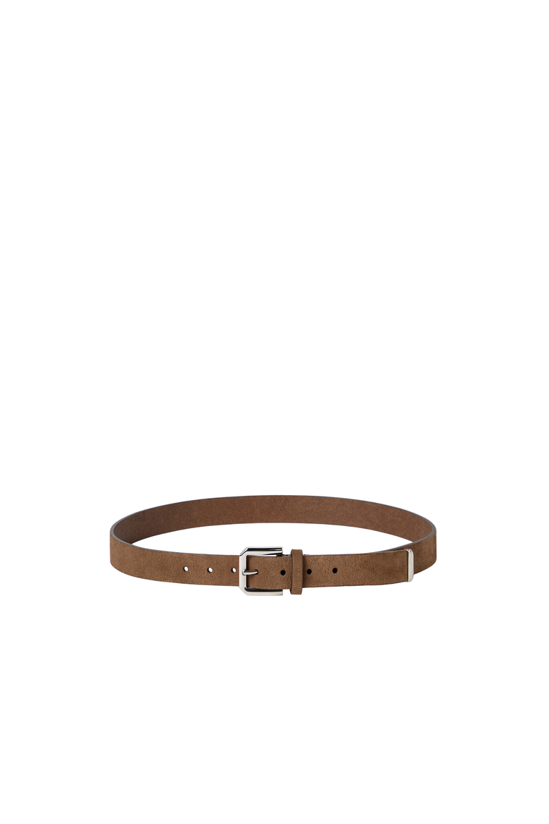 Reversed leather belt with square buckle and tip, Alternate, color, Chestnut