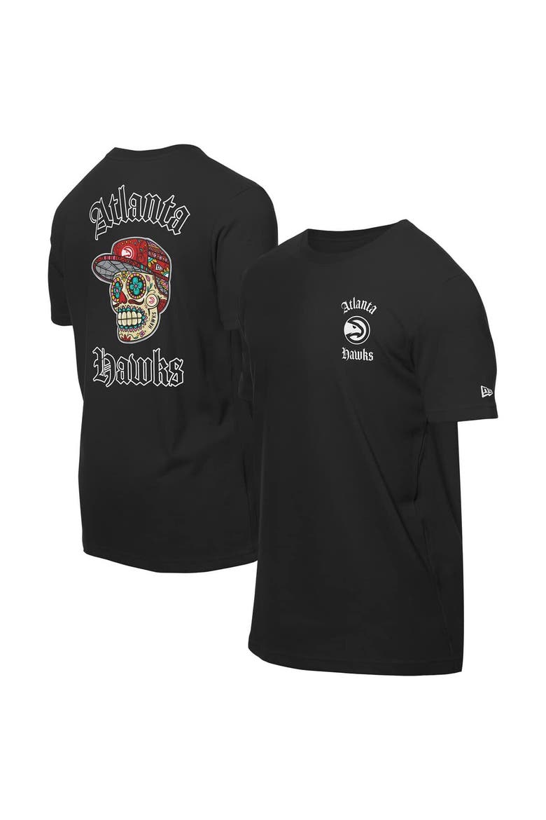 Men's New Era Black Atlanta Hawks Sugar Skulls T-Shirt, Alternate, color, Black
