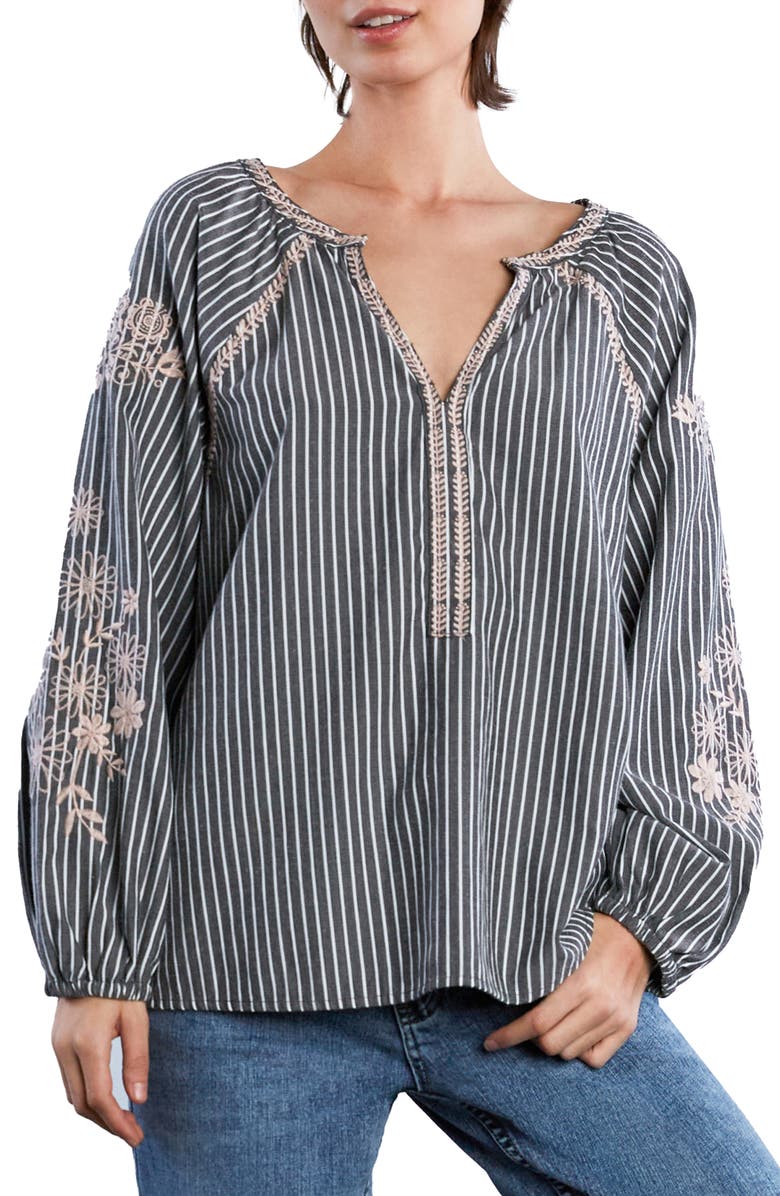 Billy T Cabo Stripe Embroidered Top, Main, color,