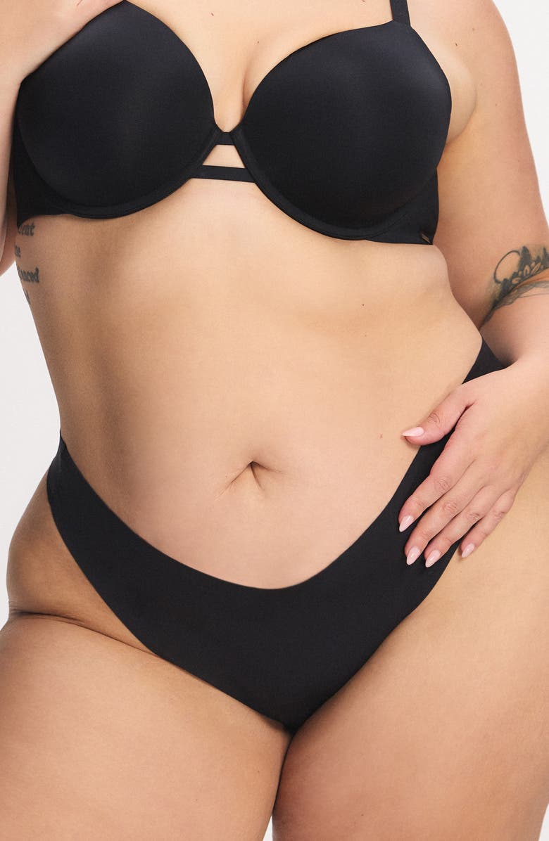 SAVAGE X FENTY Microfiber No-Show Thong, Alternate, color, Black Caviar