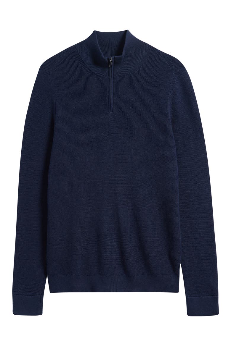 Cotton & Cashmere Quarter Zip Sweater, Alternate, color, NAVY NIGHT