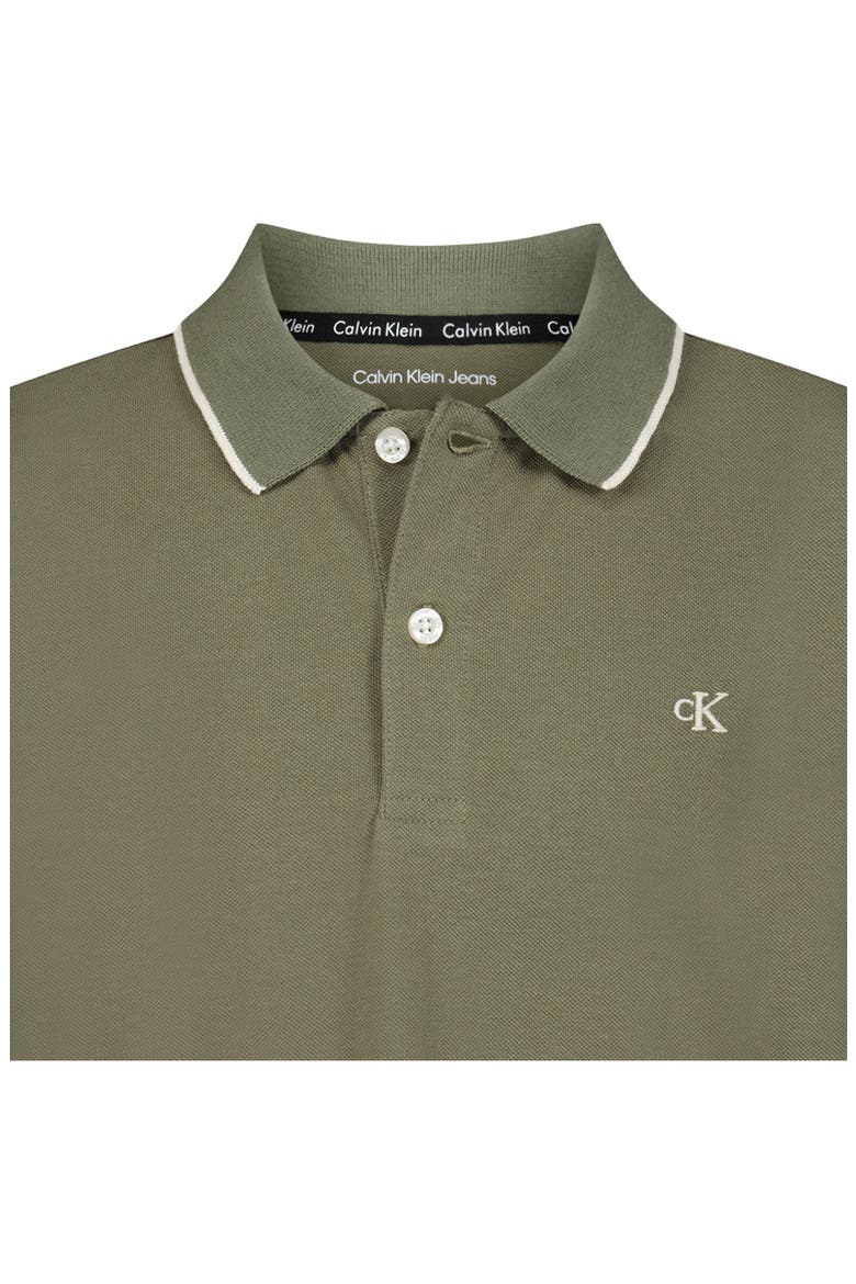 Kids' Tipped Piqué Polo, Alternate, color, DUSTY OLIVE