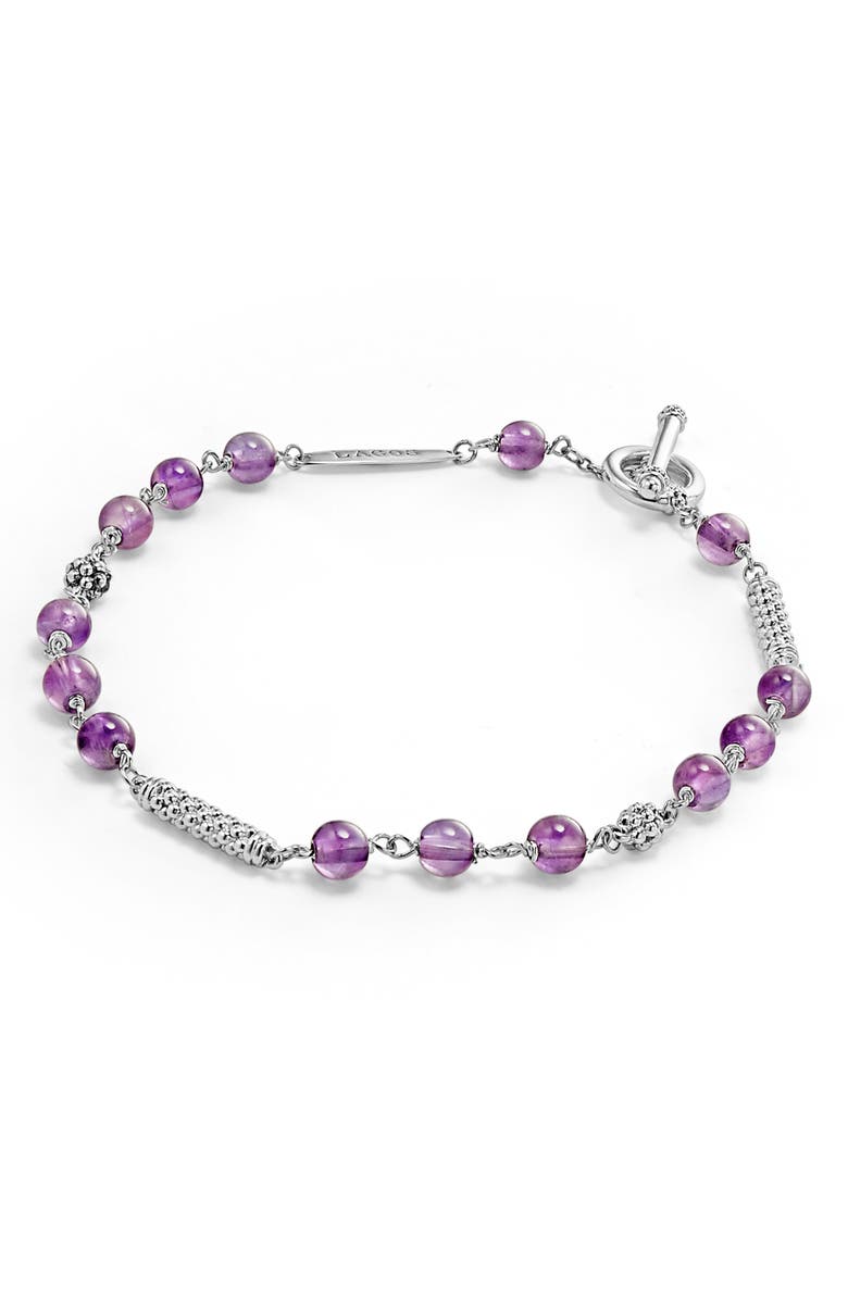 LAGOS Caviar Icon Beaded Amethyst Toggle Bracelet, Main, color,