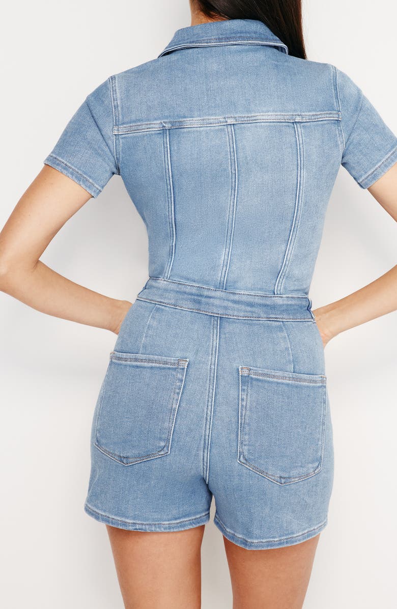 Good American Fit for Success Denim Romper, Alternate, color, 