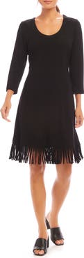 Karen Kane Fringe Trim Scoop Neck Dress